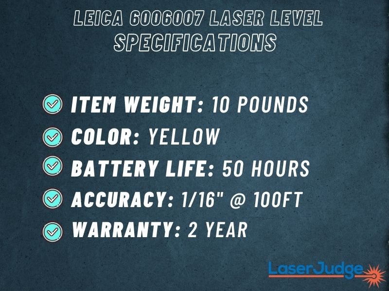 Leica 6006007 Laser Level Specifications