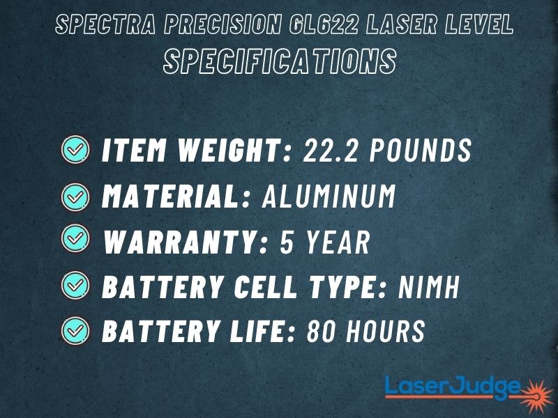 Spectra Precision GL622 Laser Level Specifications