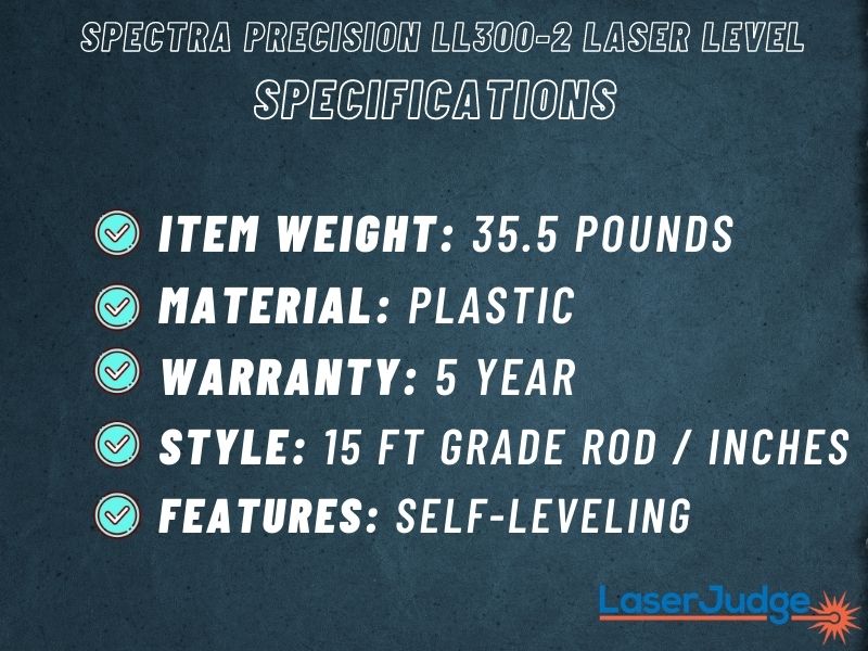 Spectra Precision LL300-2 Laser Level Specifications