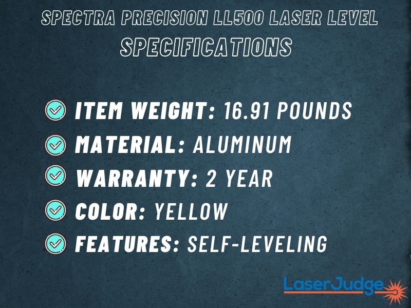 Spectra Precision LL500 Laser Level Specifications