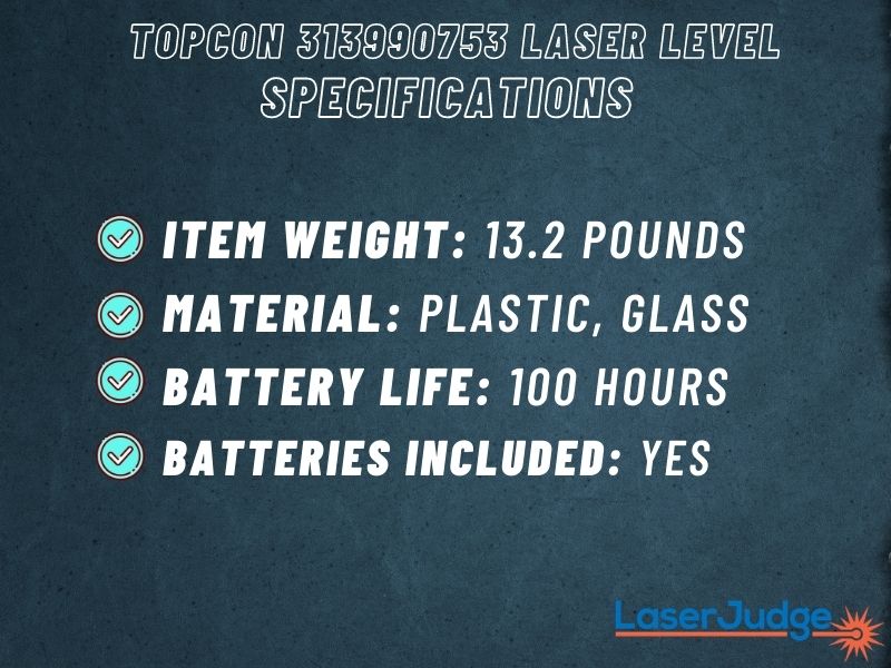 Topcon 313990753 Laser Level Specifications