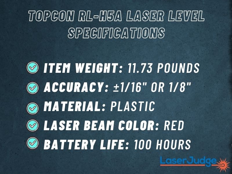 Topcon RL-H5A Laser Level Specifications