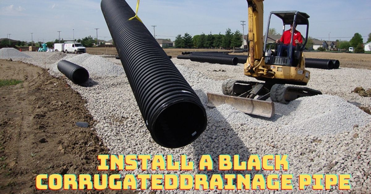 Install a Black Corrugated Drainage Pipe with laser level